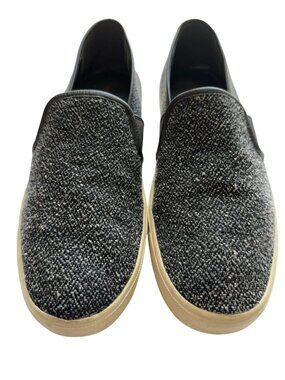 VINCE Blair Gray Women Tweed Slip-On Sneakers Leather Trim Casual Shoes 8 Travel